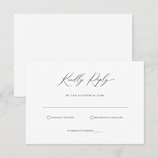 Eenvoudige minimalistische RSVP Reply Kaart (Voorkant / Achterkant)