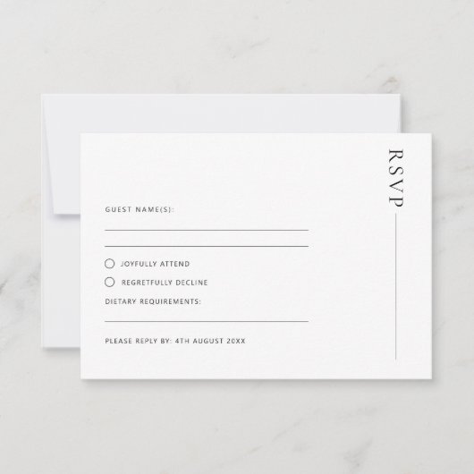 Eenvoudige minimalistische RSVP Reply Kaart (Voorkant)