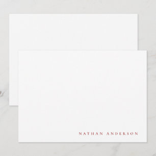 Eenvoudige minimalistische ruby Red Correspondenti Notitiekaartje