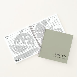 Eenvoudige minimalistische Sage Green Name Recipe Notitieboek