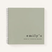 Eenvoudige minimalistische Sage Green Name Recipe Notitieboek (Voorkant)