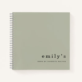 Eenvoudige minimalistische Sage Green Name Recipe Notitieboek