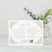 Eenvoudige minimalistische Sage Green Photo Weddin Informatiekaartje (Staand voorkant)