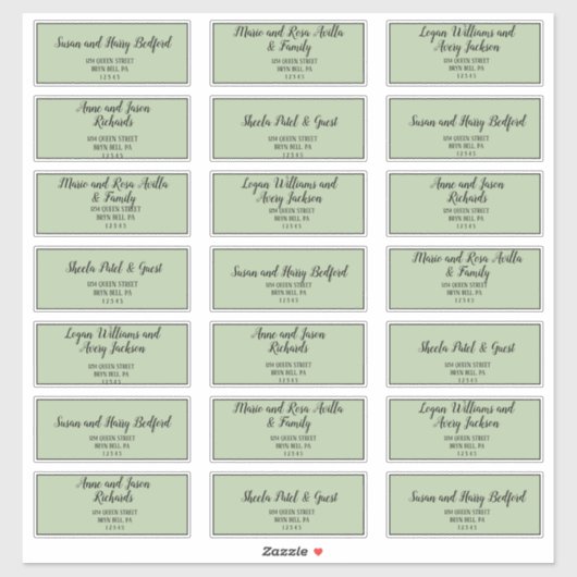 Eenvoudige minimalistische|Sage Guest-Adresetikett Sticker (Vel)