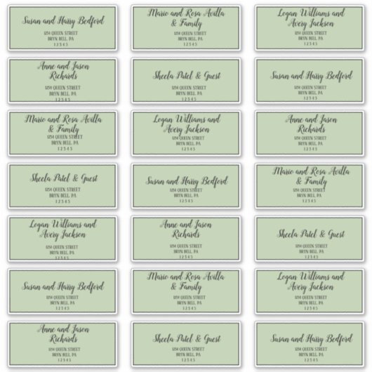 Eenvoudige minimalistische|Sage Guest-Adresetikett Sticker (Voorkant)