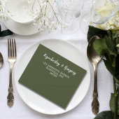 Eenvoudige Minimalistische Sage Olijfgroene Crème All In One Uitnodiging