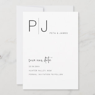 Eenvoudige minimalistische 'Save the date' trouwui Kaart