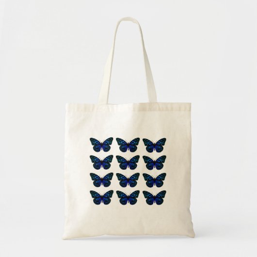 Eenvoudige minimalistische Schattigee blauwe vlind Tote Bag (Voorkant)