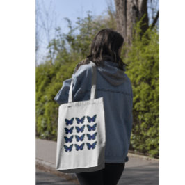 Eenvoudige minimalistische Schattigee blauwe vlind Tote Bag