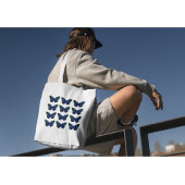 Eenvoudige minimalistische Schattigee blauwe vlind Tote Bag