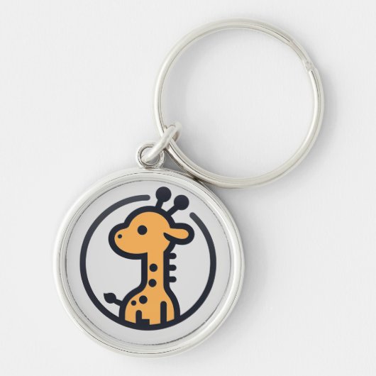 Eenvoudige minimalistische Schattigee Giraffe in e Sleutelhanger (Voorkant)