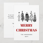 Eenvoudige Minimalistische Schets Zwart Wit Rood K Feestdagenkaart (Voorkant / Achterkant)