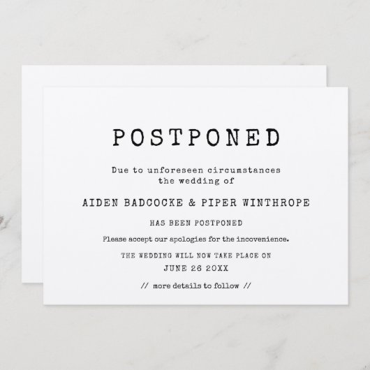 eenvoudige minimalistische schrijfmachine Uitgeste Kaart (Voorkant / Achterkant)