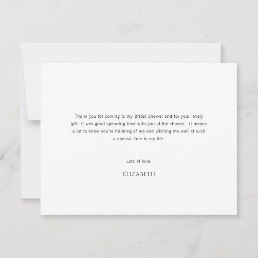 Eenvoudige Minimalistische Script Bruidsdouche Dan Bedankkaart (Achterkant)