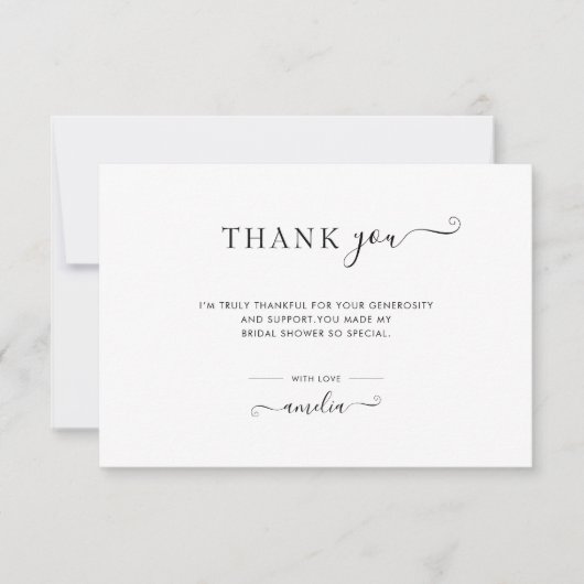 Eenvoudige Minimalistische Script Bruidsmeisje Bor Bedankkaart (Voorkant)