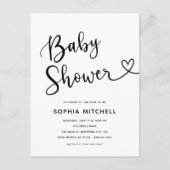 Eenvoudige Minimalistische Script Hart Baby Shower Briefkaart (Voorkant)