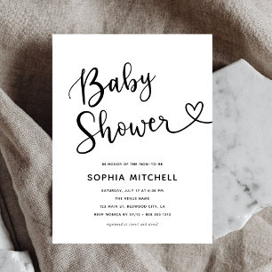 Eenvoudige Minimalistische Script Hart Baby Shower Briefkaart