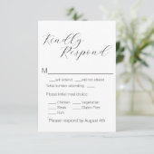 Eenvoudige Minimalistische Script Maaltijdkeuze Br RSVP Kaartje (Staand voorkant)