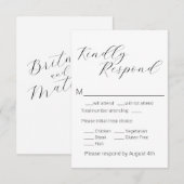 Eenvoudige Minimalistische Script Maaltijdkeuze Br RSVP Kaartje (Voorkant / Achterkant)