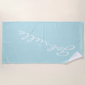 Eenvoudige Minimalistische Script Naam Pastel Aqua Strandlaken (Voorkant)