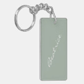 Eenvoudige Minimalistische Script Naam Saliegroen Sleutelhanger (Voorkant Links)