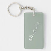Eenvoudige Minimalistische Script Naam Saliegroen Sleutelhanger (Voorkant)