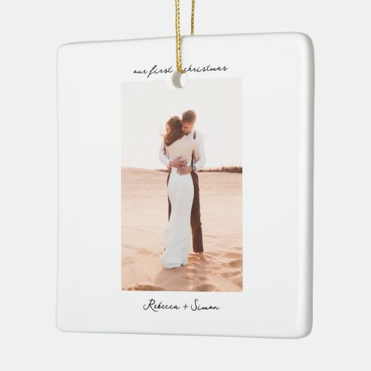 Eenvoudige minimalistische scriptfoto keramisch ornament (Links)