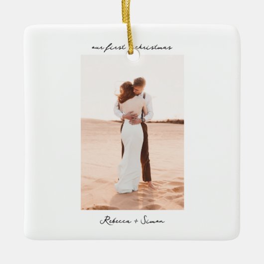 Eenvoudige minimalistische scriptfoto keramisch ornament (Voorkant)