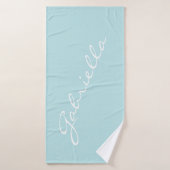 Eenvoudige minimalistische scriptnaam Pastel Aqua  Badhanddoek (Badhanddoek)