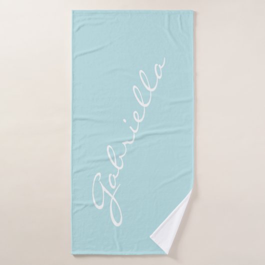 Eenvoudige minimalistische scriptnaam Pastel Aqua Badhanddoek (Badhanddoek)