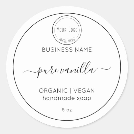 Eenvoudige minimalistische sjabloon van het zeepla ronde sticker (Voorkant)