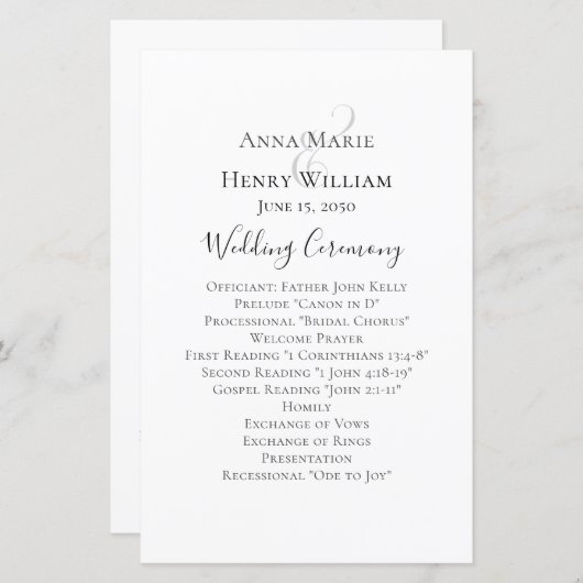 Eenvoudige minimalistische Sjabloon voor huwelijks (Voorkant / Achterkant)