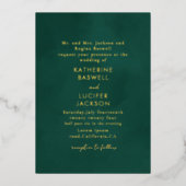 Eenvoudige minimalistische smaragd groen bruiloft folie uitnodiging (Voorkant)