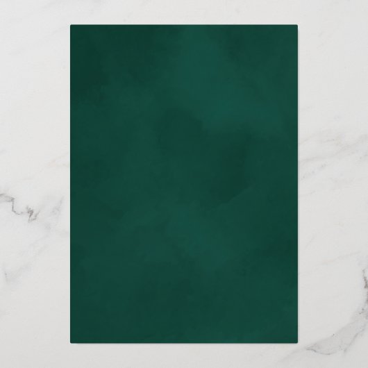 Eenvoudige minimalistische smaragd groen bruiloft  folie uitnodiging (Achterkant)