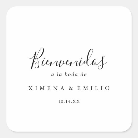 Eenvoudige minimalistische Spaanse bruiloft welkom Vierkante Sticker (Voorkant)