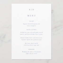 Eenvoudige minimalistische stof blauwe bruiloft menu