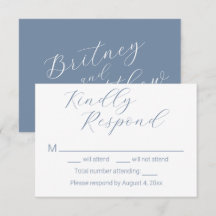 Eenvoudige Minimalistische Stofblauwe Trouw RSVP K