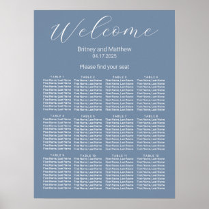 Eenvoudige Minimalistische Stofblauwe Trouw Stoele Poster