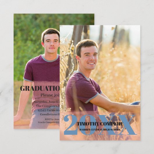 Eenvoudige, minimalistische studiedag kaart (Voorkant / Achterkant)