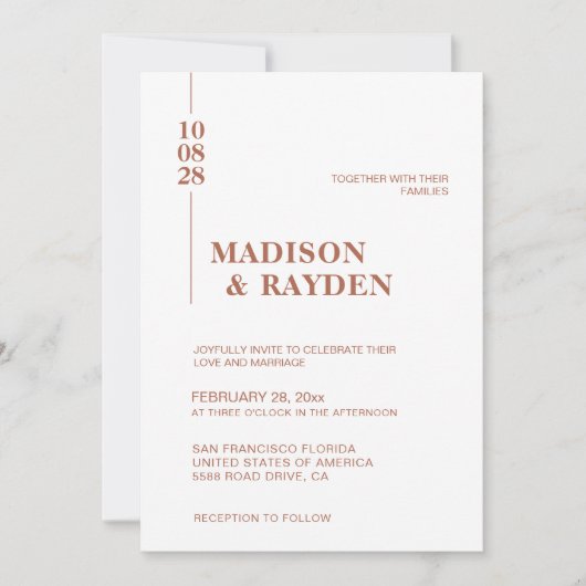 Eenvoudige minimalistische terracotta Bold Script Kaart (Voorkant)