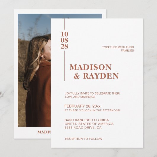 Eenvoudige minimalistische terracotta Bold Script Kaart (Voorkant / Achterkant)