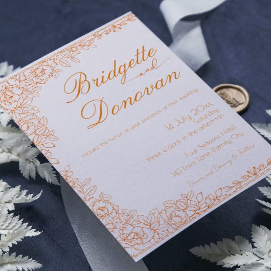 Eenvoudige minimalistische terracotta bruiloft uit kaart