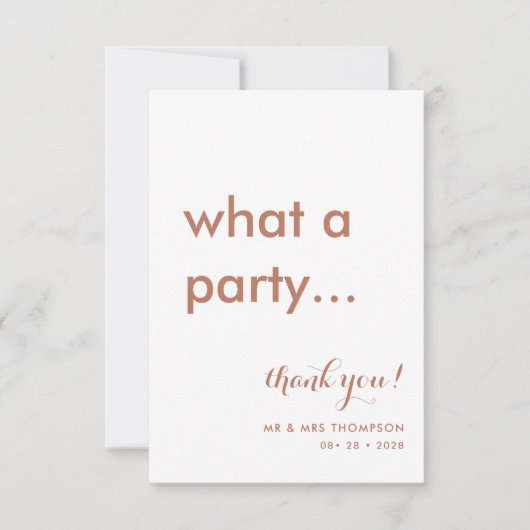 Eenvoudige minimalistische terracotta Wedding Bedankkaart (Voorkant)