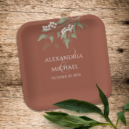 Eenvoudige minimalistische terracotta Wedding Call Papieren Bordje