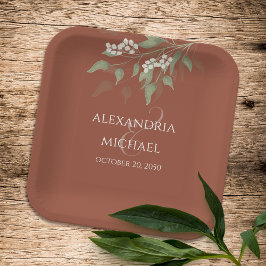 Eenvoudige minimalistische terracotta Wedding Call Papieren Bordje