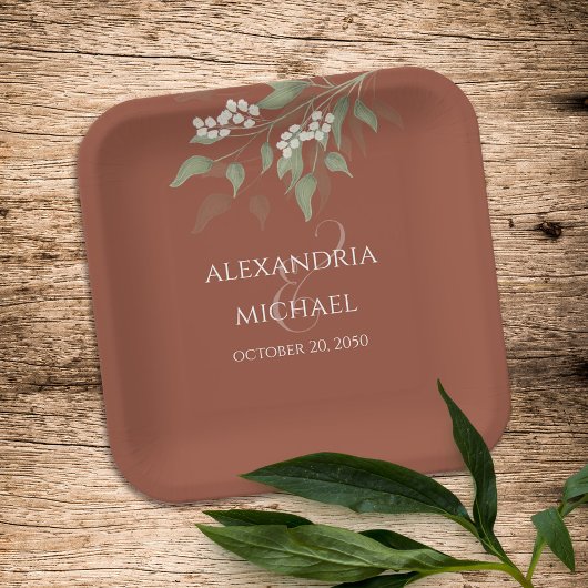 Eenvoudige minimalistische terracotta Wedding Call Papieren Bordje