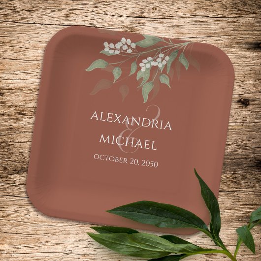 Eenvoudige minimalistische terracotta Wedding Call Papieren Bordje