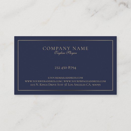 Eenvoudige minimalistische tinnen gouden rand op b visitekaartje (Achterkant)