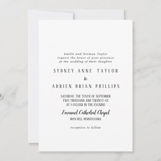 Eenvoudige minimalistische traditionele bruiloft u kaart (Voorkant)