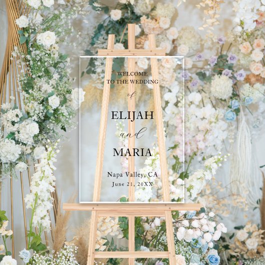 Eenvoudige minimalistische transparante bruiloft w acryl bord